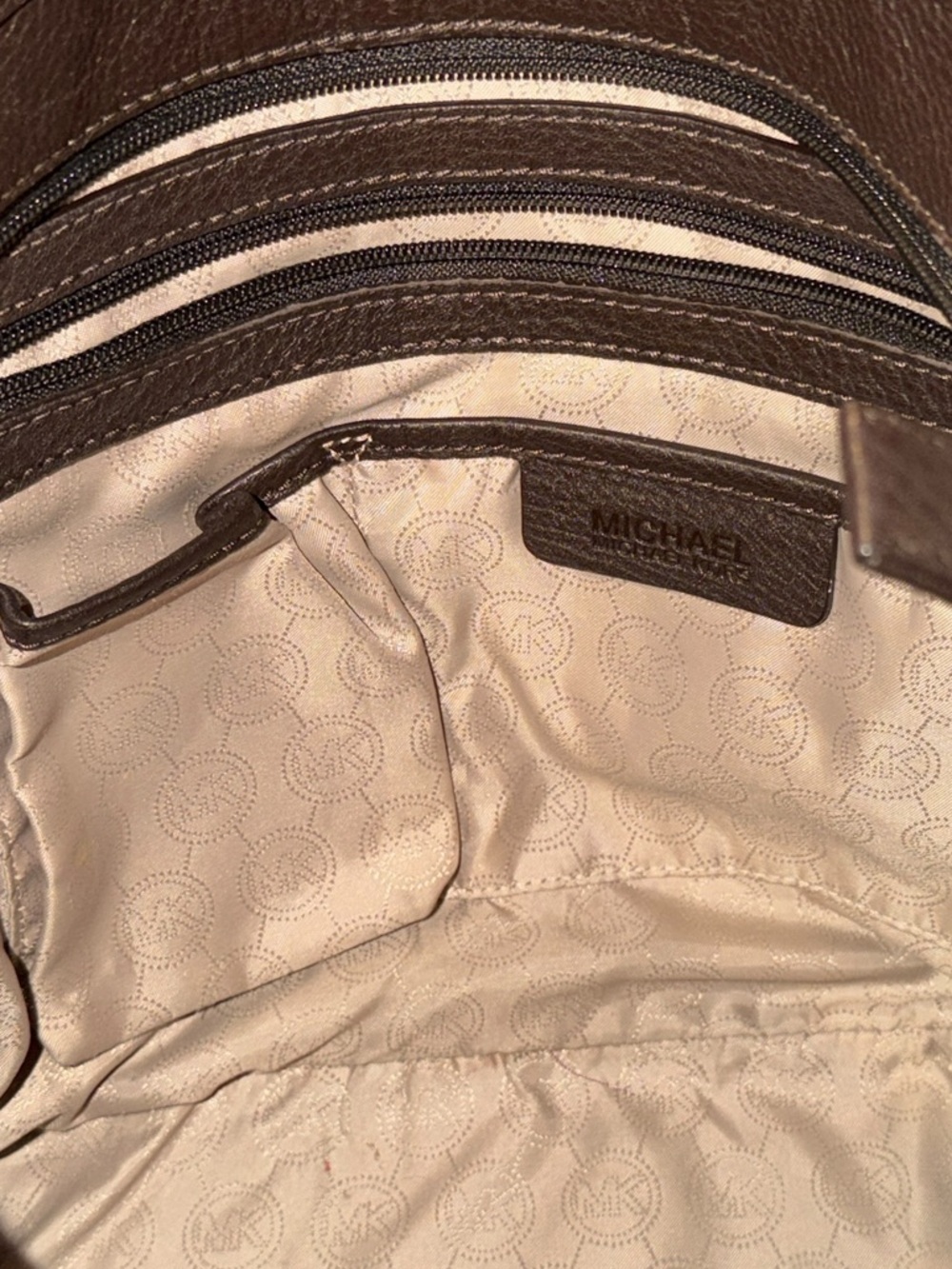 Michael Kors Women's Dark Brown Pebble Leather Brooke Tote Shoulder Bag - Picture 12 of 14